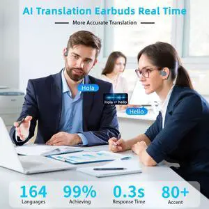 AI Translation Earbuds Real Time 164 Languages Translator Earbud 3 in-1 Bluetooth 5.4 Audifonos Traductores Inglés Español Translating Device for Travel Business Leaning iOS & Android Compatible AI Translation Earbuds Real Time 164 Languages Translator Earbud 3 in-1 Bluetooth 5.4 Audifonos Traductores Inglés Español Translating Device for Travel Business Leaning iOS & Android Compatible