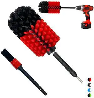 Wheel Brush Kit, Soft Drill Wheel Cleaner Brush, No Scratches Highly Dense Car Cleaning Brush Set for Wheels, Rims, Engines, Exhaust(Red/Black,2Pcs) Wheel Brush Kit, Soft Drill Wheel Cleaner Brush, No Scratches Highly Dense Car Cleaning Brush Set for Wheels, Rims, Engines, Exhaust(Red/Black,2Pcs)