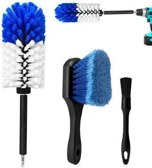 Wheel Brush Kit,Soft Drill Wheel Cleaner Brush, No Scratches Highly Dense Car Cleaning Brush Set for Wheels, Tire, Rims, Engines, Exhaust(Blue + White 3 Pk) Wheel Brush Kit,Soft Drill Wheel Cleaner Brush, No Scratches Highly Dense Car Cleaning Brush Set for Wheels, Tire, Rims, Engines, Exhaust(Blue + White 3 Pk)