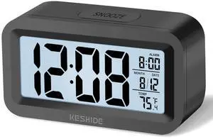 Travel Digital Alarm Clock,Battery Operated with Backlight, Indoor Temperature, Desk Small Clock,Snooze Model,12/24H Display for Bedrooms Heavy Sleepers Kids Travel Bathroom (Black) Travel Digital Alarm Clock,Battery Operated with Backlight, Indoor Temperature, Desk Small Clock,Snooze Model,12/24H Display for Bedrooms Heavy Sleepers Kids Travel Bathroom (Black)