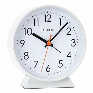 No Ticking Silent Alarm Clock,Easy to Read and Use,Ascending Sound,1 AA Battery Operated,Snooze Light,Bedside Desk Clock,White No Ticking Silent Alarm Clock,Easy to Read and Use,Ascending Sound,1 AA Battery Operated,Snooze Light,Bedside Desk Clock,White
