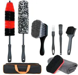9Pcs Car Wheel Detailing Brush Kit Scratch-Free Rim & Tire Cleaner Brushes with Tire Shine Pad, Microfiber Towel & Bag Heavy-Duty Auto Detailing Tools for Cars, Trucks, RVs & Motorcycles 9Pcs Car Wheel Detailing Brush Kit Scratch-Free Rim & Tire Cleaner Brushes with Tire Shine Pad, Microfiber Towel & Bag Heavy-Duty Auto Detailing Tools for Cars, Trucks, RVs & Motorcycles