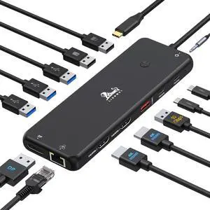 USB C Docking Station Dual Monitor 13 in 1 USB C Hub, Triple Display, 8 USB C/A Ports, Ethernet, Audio, Laptop Dock for MacBook,Dell,HP,Lenovo,Surface USB C Docking Station Dual Monitor 13 in 1 USB C Hub, Triple Display, 8 USB C/A Ports, Ethernet, Audio, Laptop Dock for MacBook,Dell,HP,Lenovo,Surface