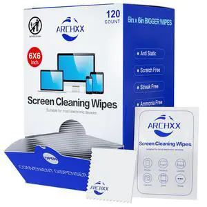 Screen Wipes for Electronics, 120 Count 6"x6" Pre-Moistened Screen Cleaner for Screens, Computer,Laptop,Tablet,Phone,Monitor,Car Screen Cleaner, Lens Wipes Individually Wrapped Screen Wipes for Electronics, 120 Count 6"x6" Pre-Moistened Screen Cleaner for Screens, Computer,Laptop,Tablet,Phone,Monitor,Car Screen Cleaner, Lens Wipes Individually Wrapped