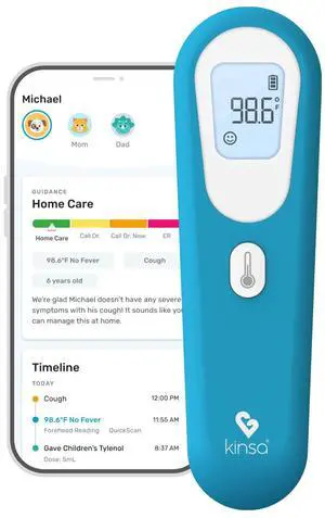 QuickScan Smart Forehead Thermometer for Adults, Kids and Babies, No-Touch Digital Thermometer, App-Connected Family Health Tracking, Fast Accurate Fever Readings QuickScan Smart Forehead Thermometer for Adults, Kids and Babies, No-Touch Digital Thermometer, App-Connected Family Health Tracking, Fast Accurate Fever Readings