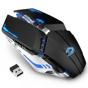 T12 Wireless Gaming Mouse Rechargeable, 2.4G Silent Optical Wireless Computer Mice with Changeable LED Light for Laptop PC, 7 Buttons (Black) T12 Wireless Gaming Mouse Rechargeable, 2.4G Silent Optical Wireless Computer Mice with Changeable LED Light for Laptop PC, 7 Buttons (Black)