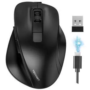 Wireless Mouse, Bluetooth Mouse (BT5.0/3.0 & 2.4G) Rechargeable 4800 DPI Silent Mice, Computer Mice with USB A Receiver,Ergonomic Grips Optical Cordless Mice for Laptop/Mac/PC,Black Wireless Mouse, Bluetooth Mouse (BT5.0/3.0 & 2.4G) Rechargeable 4800 DPI Silent Mice, Computer Mice with USB A Receiver,Ergonomic Grips Optical Cordless Mice for Laptop/Mac/PC,Black