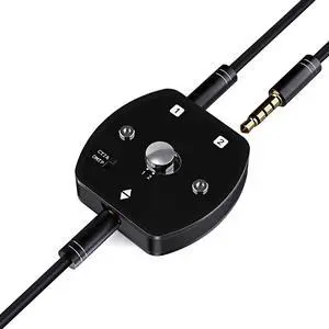 3.5mm Audio Switcher 1 in 2 Out AUX Switch, Supports TS TRS TRRS, Audio Speaker Selector with No Ground Loop Noise, for PC, Phone, Laptop, Headphones 3.5mm Audio Switcher 1 in 2 Out AUX Switch, Supports TS TRS TRRS, Audio Speaker Selector with No Ground Loop Noise, for PC, Phone, Laptop, Headphones