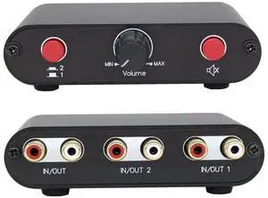 2-Way RCA Stereo Audio Switch Input Signal Source Switcher Selector Splitter Box2 in 1 Out / 1 in 2 Out-RC21 2-Way RCA Stereo Audio Switch Input Signal Source Switcher Selector Splitter Box2 in 1 Out / 1 in 2 Out-RC21