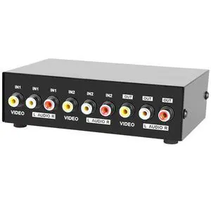2 Port AV RCA Switch 2 in 1 Out Composite Video L/R Audio Switcher Selector Box for DVD Player, Sega Genesis, SNES, N64, PS2/3 Game Consoles 2 Port AV RCA Switch 2 in 1 Out Composite Video L/R Audio Switcher Selector Box for DVD Player, Sega Genesis, SNES, N64, PS2/3 Game Consoles