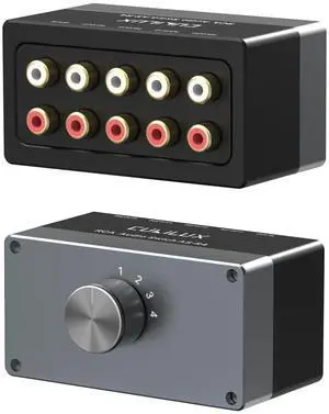 AS-R4 4-Channel RCA Audio Selector, Bidirectional 4-Way Stereo RCA Aux Switcher, 1-Input to 4-Output / 4-Input to 1-Output AS-R4 4-Channel RCA Audio Selector, Bidirectional 4-Way Stereo RCA Aux Switcher, 1-Input to 4-Output / 4-Input to 1-Output