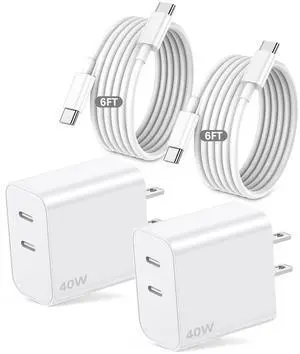 40W iPhone 17 Charger Fast Charging,2Pack Dual Port USB C Wall Charging Block with 6FT USB C to USB C Cable Cord for iPhone 17 Pro Max/17 Pro/17/Air/17e/16 Pro Max/16 Plus/16e/15/iPad Pro/Air/Mini 40W iPhone 17 Charger Fast Charging,2Pack Dual Port USB C Wall Charging Block with 6FT USB C to USB C Cable Cord for iPhone 17 Pro Max/17 Pro/17/Air/17e/16 Pro Max/16 Plus/16e/15/iPad Pro/Air/Mini