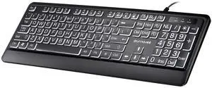 Large Letter Print Keyboard, 104 Keys Standard Full Size USB Wired White LED Backlit Computer Keyboard (KB612) Large Letter Print Keyboard, 104 Keys Standard Full Size USB Wired White LED Backlit Computer Keyboard (KB612)