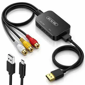 RCA to HDMI Adapter,AV Converter,RCA Female to HDMI Converter Composite Audio Video Converter for PS1, PS2, PS3, STB, Xbox, VHS, VCR,Black-Ray DVD Players(Cable Included) RCA to HDMI Adapter,AV Converter,RCA Female to HDMI Converter Composite Audio Video Converter for PS1, PS2, PS3, STB, Xbox, VHS, VCR,Black-Ray DVD Players(Cable Included)