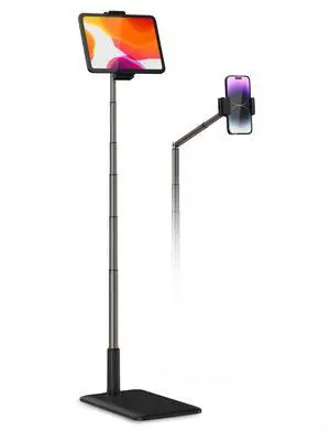 Tablet Floor Stand-Flexible Long Arm Tablet&Phone Holder,360° Angle Adjustable,Aluminum Alloy,Bedside,Sofaside,Desk,Compatible with 3.5-11 inches iPad,Kindle, iPhone 16 15 Plus/Pro Max -Black Tablet Floor Stand-Flexible Long Arm Tablet&Phone Holder,360° Angle Adjustable,Aluminum Alloy,Bedside,Sofaside,Desk,Compatible with 3.5-11 inches iPad,Kindle, iPhone 16 15 Plus/Pro Max -Black