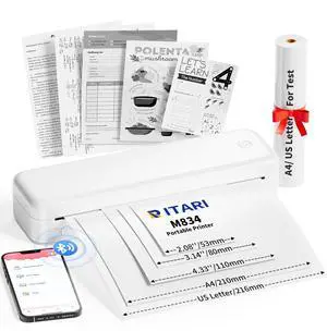 Upgraded Portable Printer, Bluetooth Thermal Printer, Wireless Inkless Printer Support 8.5" X 11" US Letter & A4 Thermal Paper for Office, Home, Travel, Compatible with Phone & PC, White Upgraded Portable Printer, Bluetooth Thermal Printer, Wireless Inkless Printer Support 8.5" X 11" US Letter & A4 Thermal Paper for Office, Home, Travel, Compatible with Phone & PC, White