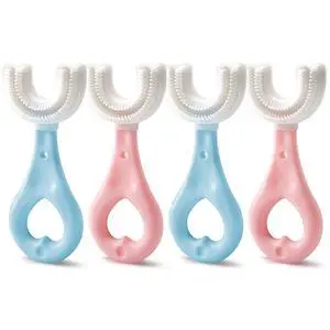 4-in-1 U-Shaped Toothbrush Set - Infant to Toddler Oral Care - Food Grade Silicone - Perfect for Age 1-6 (4-Pack) Baby Essentials Gift 4-in-1 U-Shaped Toothbrush Set - Infant to Toddler Oral Care - Food Grade Silicone - Perfect for Age 1-6 (4-Pack) Baby Essentials Gift