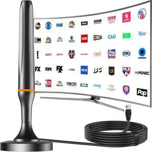 TV Antenna Indoor, Antenna for Smart TV, Digital Antenna for Local Channels with Strong Magnetic Base, Long Range Reception, Support 4K 1080p and All TV Antenna Indoor, Antenna for Smart TV, Digital Antenna for Local Channels with Strong Magnetic Base, Long Range Reception, Support 4K 1080p and All