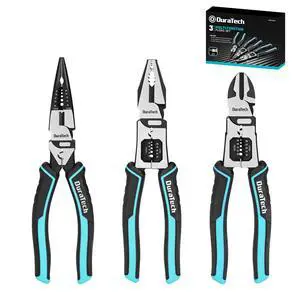 3PCS Pliers Set, Large 6 in 1 Multifunctional Wire Stripper Crimper Cutter, 8.5" Long Nose Pliers, 8.5" Linesman Pliers, 8" Diagonal Side Cutting 3PCS Pliers Set, Large 6 in 1 Multifunctional Wire Stripper Crimper Cutter, 8.5" Long Nose Pliers, 8.5" Linesman Pliers, 8" Diagonal Side Cutting