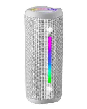 Bluetooth Speaker, Portable Wireless, IPX7 Waterproof, Powerful 25W Sound, 24H Playtime, Dual Pairing, Active Bass, Colorful Lights, Bluetooth 5.3, Outdoor Speakers for Home/Party/Beach, White Bluetooth Speaker, Portable Wireless, IPX7 Waterproof, Powerful 25W Sound, 24H Playtime, Dual Pairing, Active Bass, Colorful Lights, Bluetooth 5.3, Outdoor Speakers for Home/Party/Beach, White