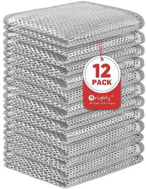 12 Pcs Multipurpose Wire Dishwashing Rag, Non-Scratch Wire Dish Cleaning Cloths for Wet and Dry, Reusable Steel Scrubber for Kitchen, Powerful Dishcloth Rag for Cookware, Dish, Stove-7"x8" 12 Pcs Multipurpose Wire Dishwashing Rag, Non-Scratch Wire Dish Cleaning Cloths for Wet and Dry, Reusable Steel Scrubber for Kitchen, Powerful Dishcloth Rag for Cookware, Dish, Stove-7"x8"