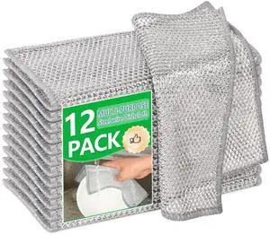 12Pcs Non Scratch Wire Dish Cloth, Multipurpose Wire Dishwashing Rags: Double Layer Mesh Cleaning Cloths, Steel Mesh Dishcloths, Scrub Cloths for Kitchen/Bath 12Pcs Non Scratch Wire Dish Cloth, Multipurpose Wire Dishwashing Rags: Double Layer Mesh Cleaning Cloths, Steel Mesh Dishcloths, Scrub Cloths for Kitchen/Bath