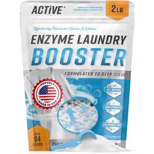 Enzyme Laundry Booster Odor Remover - 2 lbs Unscented Enzymatic Clothes Stain Cleaner Powder, Natural Deodorizer with Bio Active Enzymes, Detergent Additive Eliminator for Sweat, Oil, Blood - 64 Loads Enzyme Laundry Booster Odor Remover - 2 lbs Unscented Enzymatic Clothes Stain Cleaner Powder, Natural Deodorizer with Bio Active Enzymes, Detergent Additive Eliminator for Sweat, Oil, Blood - 64 Loads
