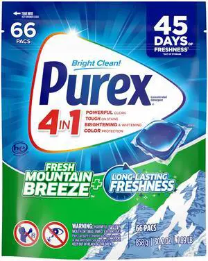 Fresh Mountain Breeze Laundry Detergent Pacs, 66 Count, Pre Measured Pacs Fresh Mountain Breeze Laundry Detergent Pacs, 66 Count, Pre Measured Pacs