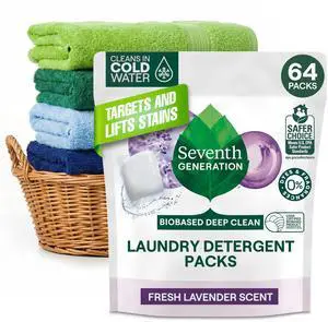 Laundry Detergent Packs, Lavender, Biobased Deep Clean, EPA Safer Choice Certified, 64 Count Laundry Detergent Packs, Lavender, Biobased Deep Clean, EPA Safer Choice Certified, 64 Count