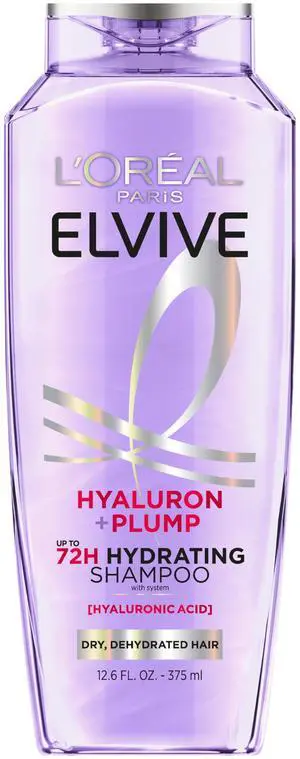 Elvive Hyaluron Plump Hydrating Shampoo for Dehydrated, Dry Hair Infused with Hyaluronic Acid Care Complex, Paraben-Free, 12.6 Fl Oz Elvive Hyaluron Plump Hydrating Shampoo for Dehydrated, Dry Hair Infused with Hyaluronic Acid Care Complex, Paraben-Free, 12.6 Fl Oz