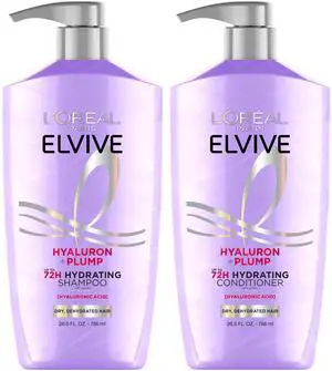 Elvive Hyaluron Plump Shampoo and Conditioner Set for Dry, Dehydrated Hair, 72H Hydrating Hair Care, Infused with Hyaluronic Acid Complex, 53 Fl Oz Set Elvive Hyaluron Plump Shampoo and Conditioner Set for Dry, Dehydrated Hair, 72H Hydrating Hair Care, Infused with Hyaluronic Acid Complex, 53 Fl Oz Set