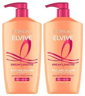 Elvive Dream Lengths Shampoo and Conditioner Set, Seals Split Ends, Hydrating & Strengthening Hair Repair, Fine Castor Oil and Vitamins B3 and B5, 56 Fl Oz Set Elvive Dream Lengths Shampoo and Conditioner Set, Seals Split Ends, Hydrating & Strengthening Hair Repair, Fine Castor Oil and Vitamins B3 and B5, 56 Fl Oz Set
