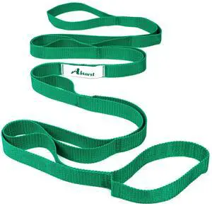 Stretching Strap Yoga Straps for Physical Therapy, 10 Loops Non-Elastic Stretch Band for Pilates, Flexibility, Exercise and Gymnastics (Green) Stretching Strap Yoga Straps for Physical Therapy, 10 Loops Non-Elastic Stretch Band for Pilates, Flexibility, Exercise and Gymnastics (Green)