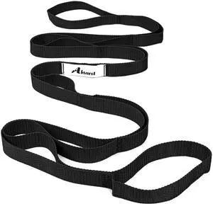 Stretching Strap Yoga Straps for Physical Therapy, 10 Loops Non-Elastic Stretch Band for Pilates, Flexibility, Exercise and Gymnastics (Black) Stretching Strap Yoga Straps for Physical Therapy, 10 Loops Non-Elastic Stretch Band for Pilates, Flexibility, Exercise and Gymnastics (Black)