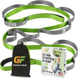 Stretching Strap for Physical Therapy, 12 Multi-Loop Stretch Strap 1" W x 8' L, Neoprene Handles, Physical Therapy Equipment, Yoga Straps for Stretching, Leg Stretcher (Green) Stretching Strap for Physical Therapy, 12 Multi-Loop Stretch Strap 1" W x 8' L, Neoprene Handles, Physical Therapy Equipment, Yoga Straps for Stretching, Leg Stretcher (Green)