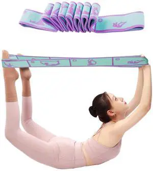 Elastic Yoga Stretching Strap Pattern Guide with 9 Loops, Stretch Strap for Ballet, Leg, Body, Stretch Band for Physical Therapy, Dance, Pilates, Gymnastics (Blue) Elastic Yoga Stretching Strap Pattern Guide with 9 Loops, Stretch Strap for Ballet, Leg, Body, Stretch Band for Physical Therapy, Dance, Pilates, Gymnastics (Blue)