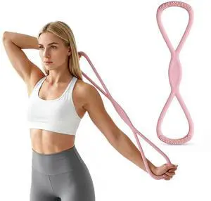 Figure 8 Resistance Bands with Handles, Stretch Yoga Straps for Women Arm Workout Band | Fitness Training Gear for Pure Barre, Pilates & Physical Therapy (15LB Pink) Figure 8 Resistance Bands with Handles, Stretch Yoga Straps for Women Arm Workout Band | Fitness Training Gear for Pure Barre, Pilates & Physical Therapy (15LB Pink)