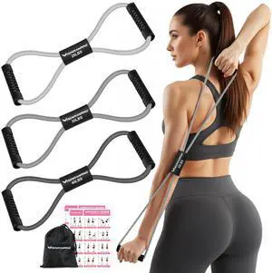 Figure 8 Resistance Bands with Handles, 3 Levels Latex Exercise Stretch Bands Figure 8 Resistance Bands with Handles, 3 Levels Latex Exercise Stretch Bands