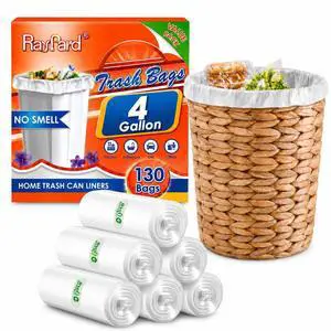 4 Gallon Trash Bags, 130 Count, Clear Small Bathroom Garbage Bags 4 Gallon Trash Bags, 130 Count, Clear Small Bathroom Garbage Bags