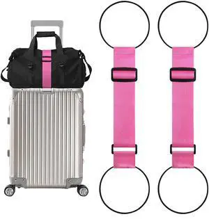 2 Pack Adjustable Luggage Straps for Add a Bag, Bungees Elastic Belt to Connect Suitcases, Luggage Connector Straps for Travel Essentials, Luggage Accessories Fastening Bag Strap - Pink 2 Pack Adjustable Luggage Straps for Add a Bag, Bungees Elastic Belt to Connect Suitcases, Luggage Connector Straps for Travel Essentials, Luggage Accessories Fastening Bag Strap - Pink