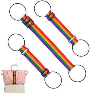 3PCS Elastic Luggage Straps for Suitcases, Strong Adjustable Luggage Connector Travel Strap for Securing Extra Bags, Flexible Bag Fastening Accessories (Rainbow) 3PCS Elastic Luggage Straps for Suitcases, Strong Adjustable Luggage Connector Travel Strap for Securing Extra Bags, Flexible Bag Fastening Accessories (Rainbow)