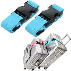 2Pack Luggage Straps for Suitcases, Travel Connector for Carry On Bag, Add Bag to Connect Two Suitcases, Adjustable Belt Attachment Accessories for Connect Your 3 Luggages, Light Blue 2Pack Luggage Straps for Suitcases, Travel Connector for Carry On Bag, Add Bag to Connect Two Suitcases, Adjustable Belt Attachment Accessories for Connect Your 3 Luggages, Light Blue