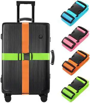 4 Pack Luggage Straps 79" Long Belts Keep Suitcase Secure While Traveling, TSA Approved Add a Bag Premium Accessory for Travel Bag Closure (Blue+Orange+Rose Pink+Green) 4 Pack Luggage Straps 79" Long Belts Keep Suitcase Secure While Traveling, TSA Approved Add a Bag Premium Accessory for Travel Bag Closure (Blue+Orange+Rose Pink+Green)