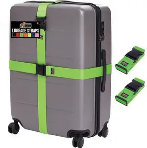Heavy Duty Adjustable Luggage Straps for Suitcases, Easy to Identify Travel Belt Connector Holds Suitcase Together, Extends Life of Bag, Strap Connects Two Bags, Accessories 2 Pack Green Heavy Duty Adjustable Luggage Straps for Suitcases, Easy to Identify Travel Belt Connector Holds Suitcase Together, Extends Life of Bag, Strap Connects Two Bags, Accessories 2 Pack Green
