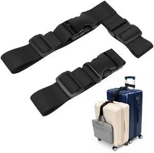 2 Pack Luggage Straps for Suitcases, Adjustable Luggage Straps with Buckle Belt to Connect 3 Suitcases, T-Type and Normal Luggage Connector Straps for Family Outings Urban Commuting(Black) 2 Pack Luggage Straps for Suitcases, Adjustable Luggage Straps with Buckle Belt to Connect 3 Suitcases, T-Type and Normal Luggage Connector Straps for Family Outings Urban Commuting(Black)
