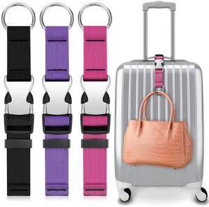 3 Pcs Add a Bag Luggage Straps Gripper Heavy Duty Jacket Valises Strap for Travel Belt with Buckle Adjustable Baggage(Purple, Black, Pink) 3 Pcs Add a Bag Luggage Straps Gripper Heavy Duty Jacket Valises Strap for Travel Belt with Buckle Adjustable Baggage(Purple, Black, Pink)