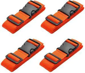 4 Pack Luggage Straps, Adjustable Travel Suitcase Belt Secure Lock Straps to Prevent Bursting, for Suitcases Briefcase & Travel Bags, Extends Life of Bag, 40''-78'' Length (Orange) 4 Pack Luggage Straps, Adjustable Travel Suitcase Belt Secure Lock Straps to Prevent Bursting, for Suitcases Briefcase & Travel Bags, Extends Life of Bag, 40''-78'' Length (Orange)