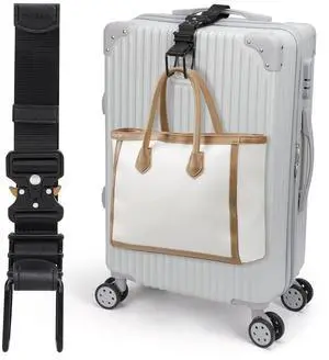 Luggage Hook Strap, Luggage J Hooks to Add a Bag Flight Attendant, Adjustable Luggage Connector Hook with Hands Free Luggage Hook Strap, Luggage J Hooks to Add a Bag Flight Attendant, Adjustable Luggage Connector Hook with Hands Free