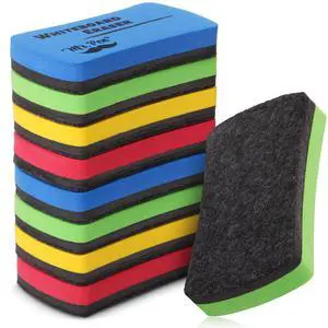 Magnetic Dry Erase Erasers, 4" x 2", 8 Pack, Assorted Colors Magnetic Dry Erase Erasers, 4" x 2", 8 Pack, Assorted Colors