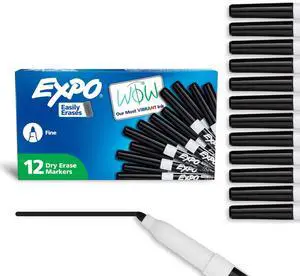 Dry Erase Markers, Low Odor Ink, Black, Fine Tip, 12 Count - Whiteboard, Calendar, Organization, Essential Supplies for Office, School, Classroom, Teachers Dry Erase Markers, Low Odor Ink, Black, Fine Tip, 12 Count - Whiteboard, Calendar, Organization, Essential Supplies for Office, School, Classroom, Teachers